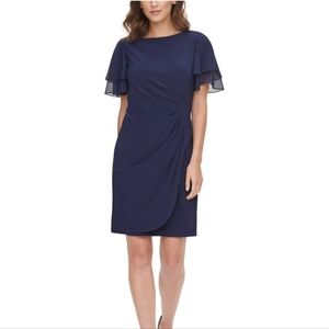 NWT Jessica Howard Beautiful Blue Flutter Sleeved Sheath Knee Length 10P Dress!